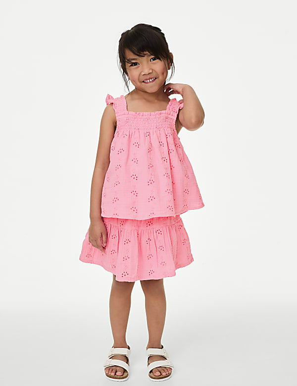 Pure Cotton Floral Embroidered Top (2-8 Yrs) - MX