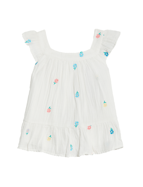 Pure Cotton Embroidered Top (2-8 Yrs)