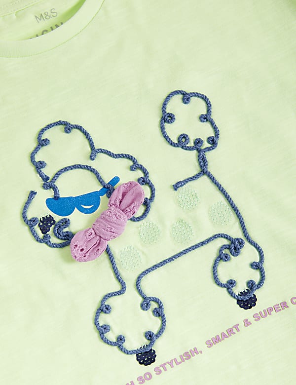 Pure Cotton Embroidered Poodle T-Shirt (2-8 Yrs)