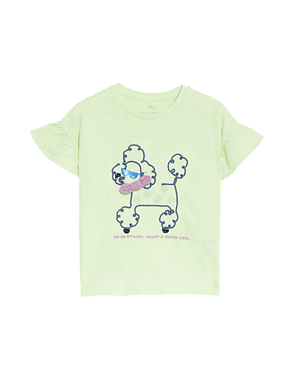 Pure Cotton Embroidered Poodle T-Shirt (2-8 Yrs)