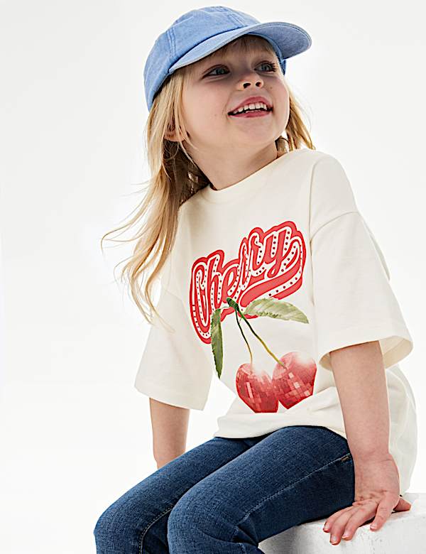 T-Shirt aus reiner Baumwolle mit Cherry and Bright-Motiv (2–8&nbsp;J.) - DE