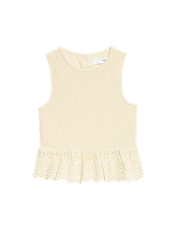 Pure Cotton Shirred Top