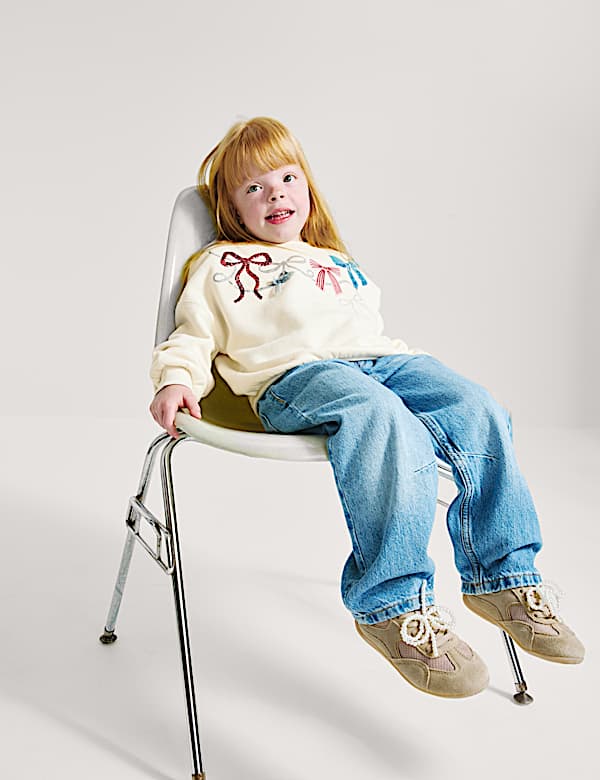 Cotton Rich Bow Sweatshirt (2-8 Yrs) - NO
