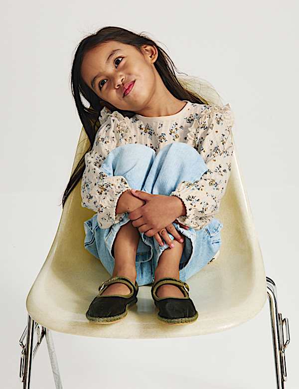 Blusa floral 100 % algod&oacute;n de punto (2-8 a&ntilde;os) - US
