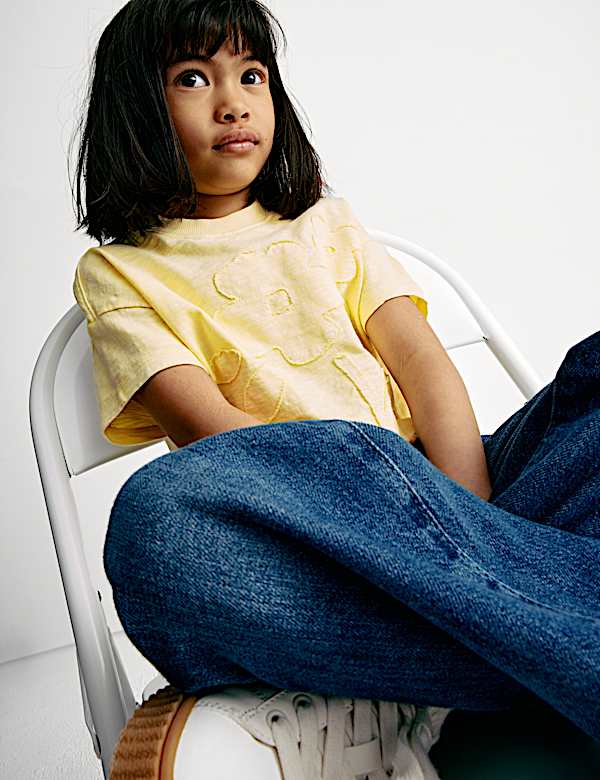 Pure Cotton Flower T-Shirt (2-8 Yrs) - US