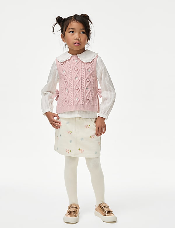 White denim embroidered skirt 2025