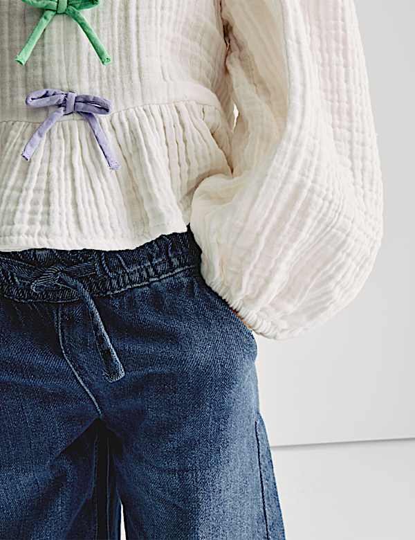 Τζιν με φαρδιά μπατζάκια και ελαστική μέση (2-8 ετών) - GR