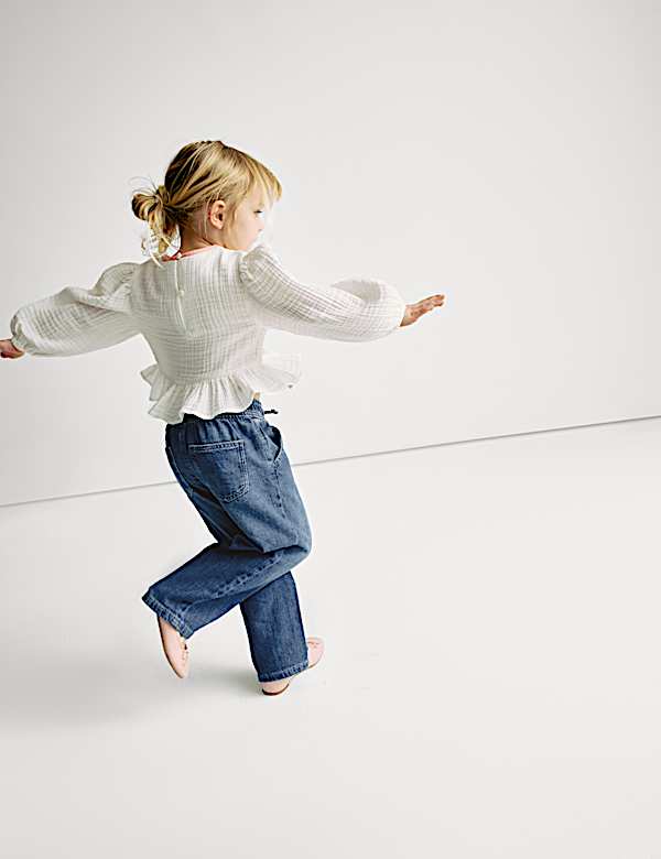 Τζιν με φαρδιά μπατζάκια και ελαστική μέση (2-8 ετών) - GR