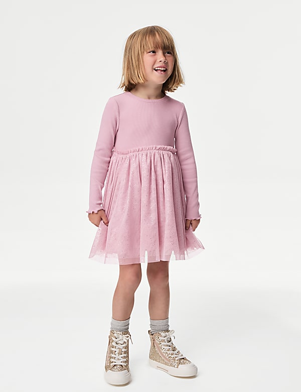 Cotton Rich Tulle Glitter Dress (1-8 Yrs) - LU