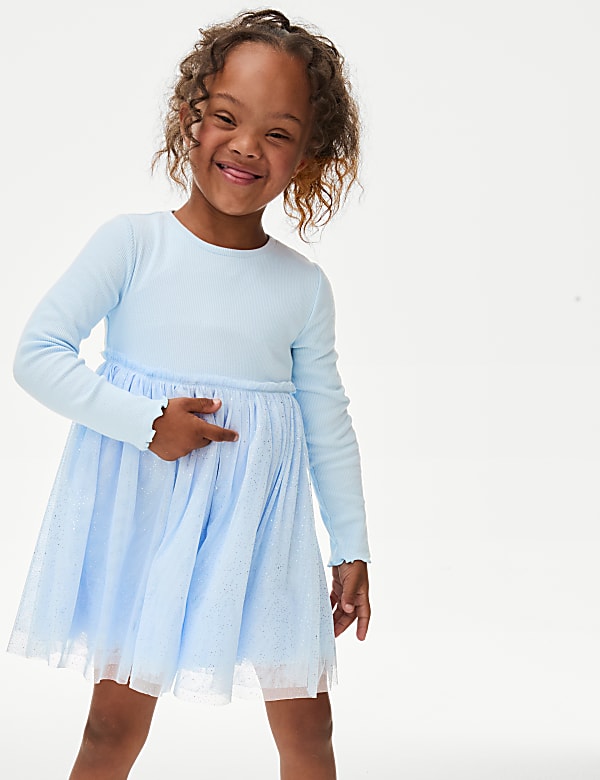 Cotton Rich Tulle Glitter Dress (1-8 Yrs)