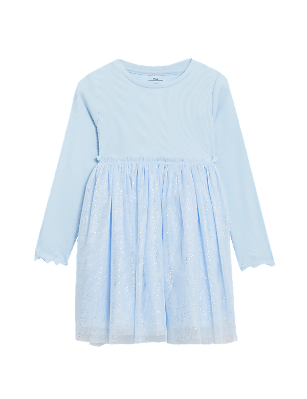 Cotton Rich Tulle Glitter Dress (1-8 Yrs)