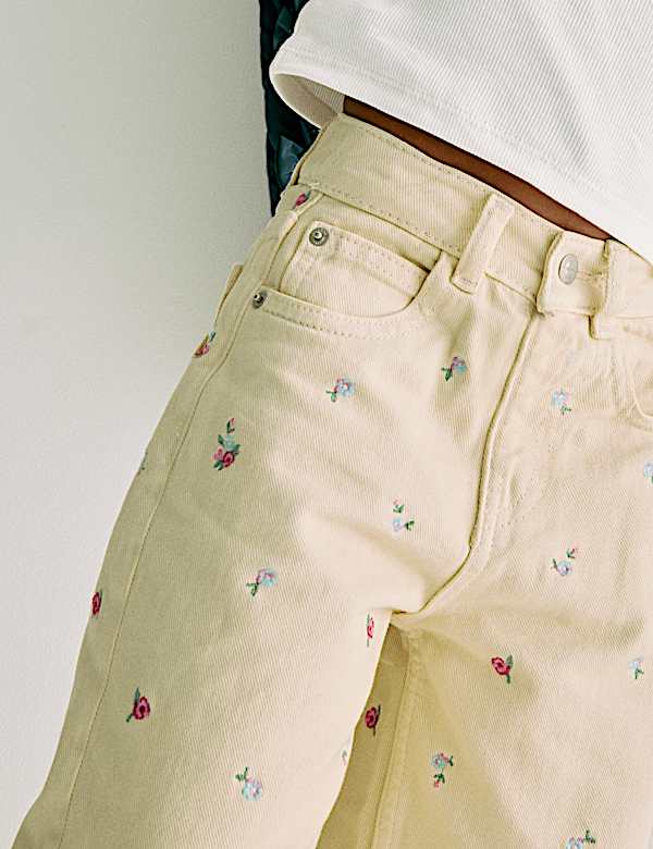 Barrel Leg Denim Embroidery Jeans (2-8 Yrs) - CY