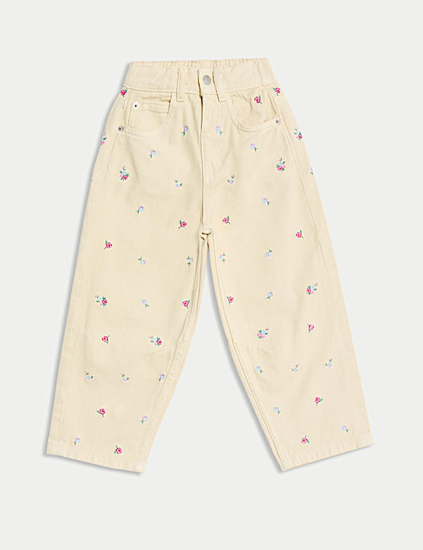 Barrel Leg Denim Embroidery Jeans (2-8 Yrs) - CY