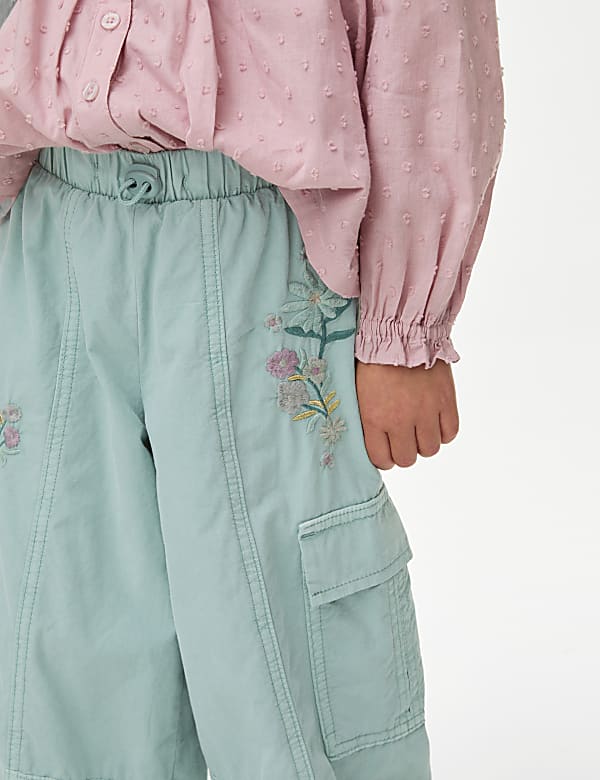 Pure Cotton Embroidered Parachute Trousers (2-8 Yrs)