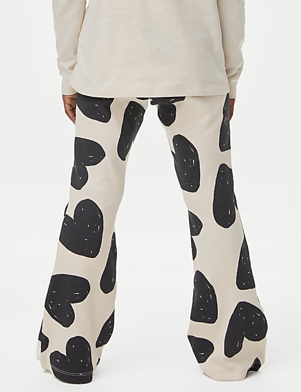 Cotton Rich Heart Ribbed Flared Leggings (2-8 Yrs)