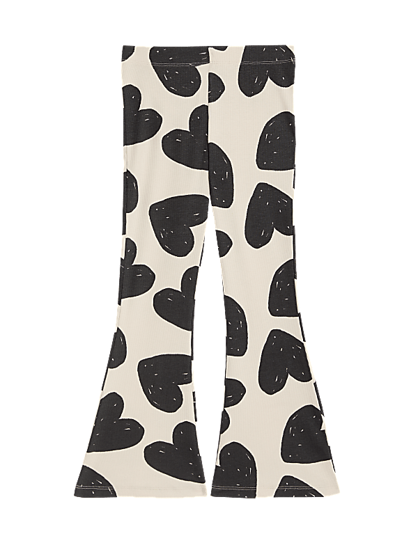 Cotton Rich Heart Ribbed Flared Leggings (2-8 Yrs)