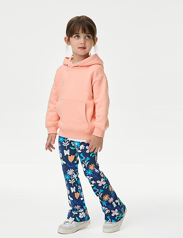 Leggings coupe évasée en coton à motif fleuri côtelé (du 2&nbsp;au 8&nbsp;ans) - FR