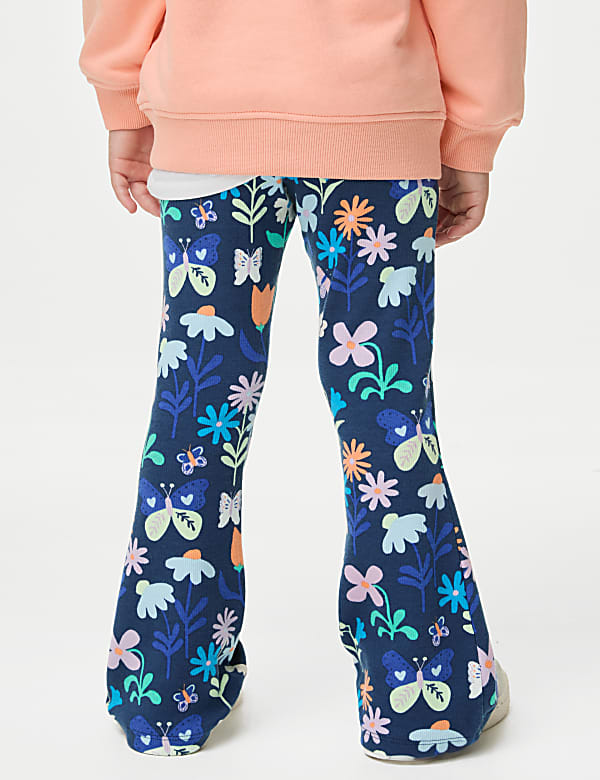 Cotton Rich Floral Ribbed Flared Legging (2-8 Yrs) - SI