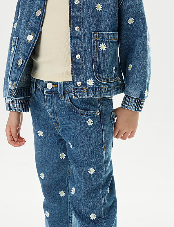 Daisy Embroidery Denim Jeans (2-8 Yrs)