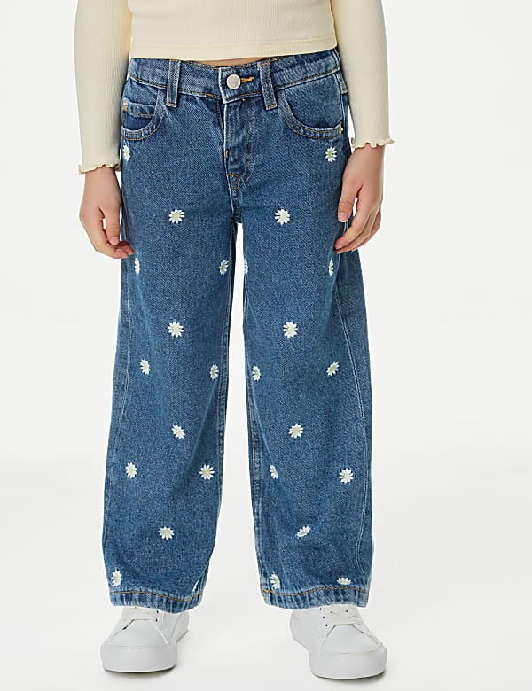 Daisy Embroidery Denim Jeans (2-8 Yrs)