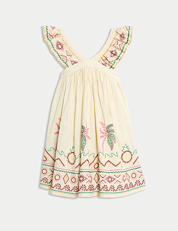 Vestido 100 % algodón con bordado (2-16 años) - US