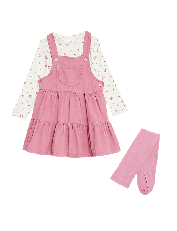 3pc Cord Pinafore, Top and Tights Outfit (2-8 Yrs)