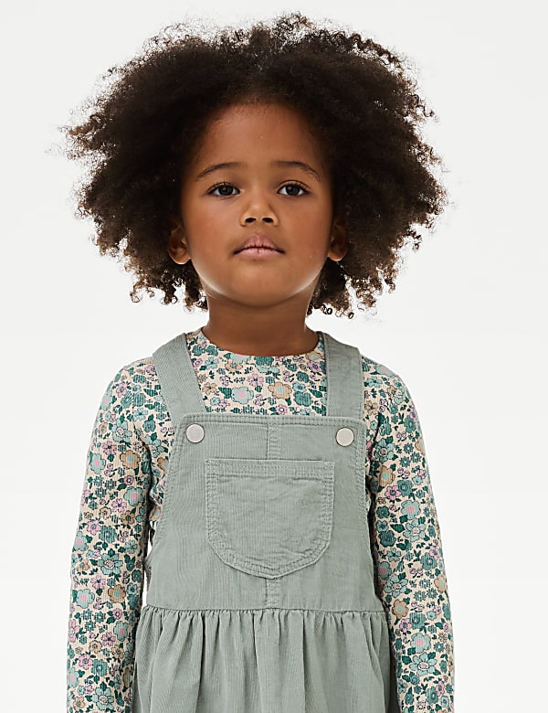 3pc Cord Pinafore, Top and Tights Outfit (2-8 Yrs)