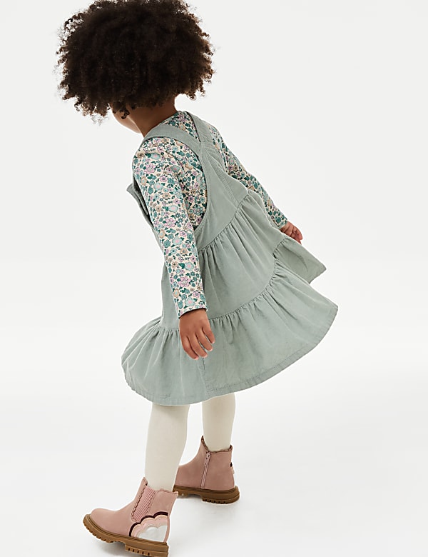 3pc Cord Pinafore, Top and Tights Outfit (2-8 Yrs)