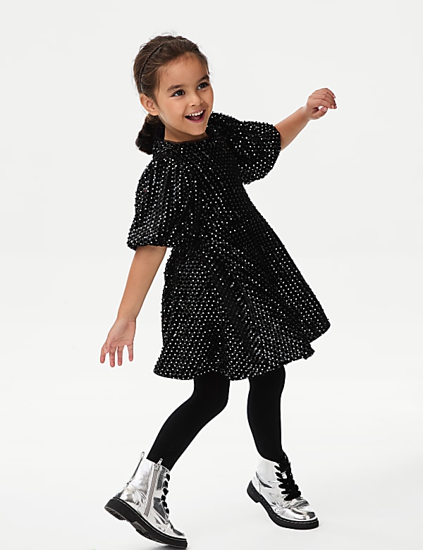 Velvet Sequin Dress (2-8 Yrs)