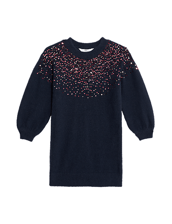 Sequin Knitted Dress With Tights (2-8 Yrs)