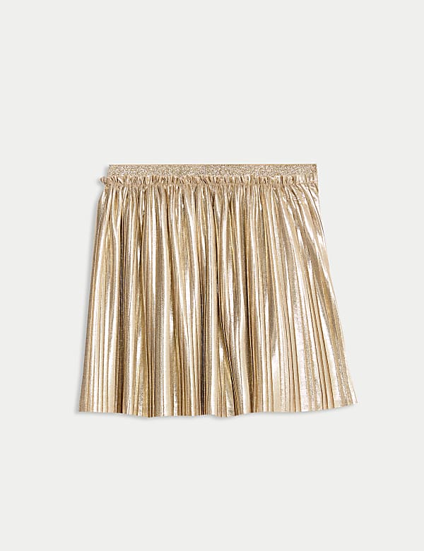 Metallic Shimmer Plisse Mini Skirt 2 8 Yrs SILVER Skirts M S TW