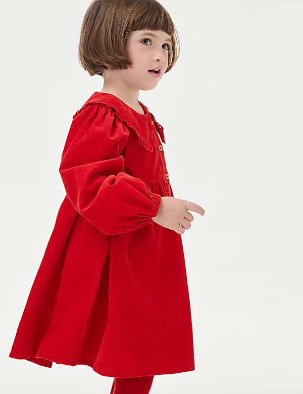 2pc Pure Cotton Cord Dress with Tights (1-8 Yrs) - DK