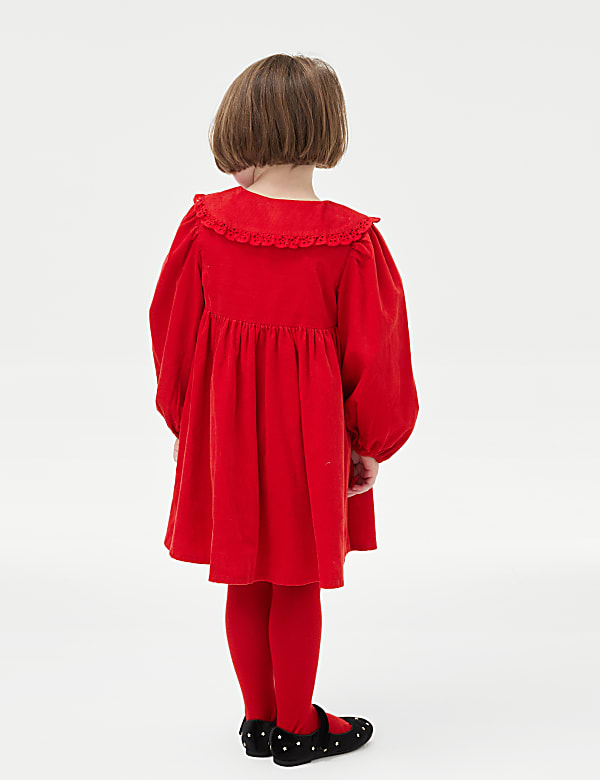 2pc Pure Cotton Cord Dress with Tights (1-8 Yrs) - DK