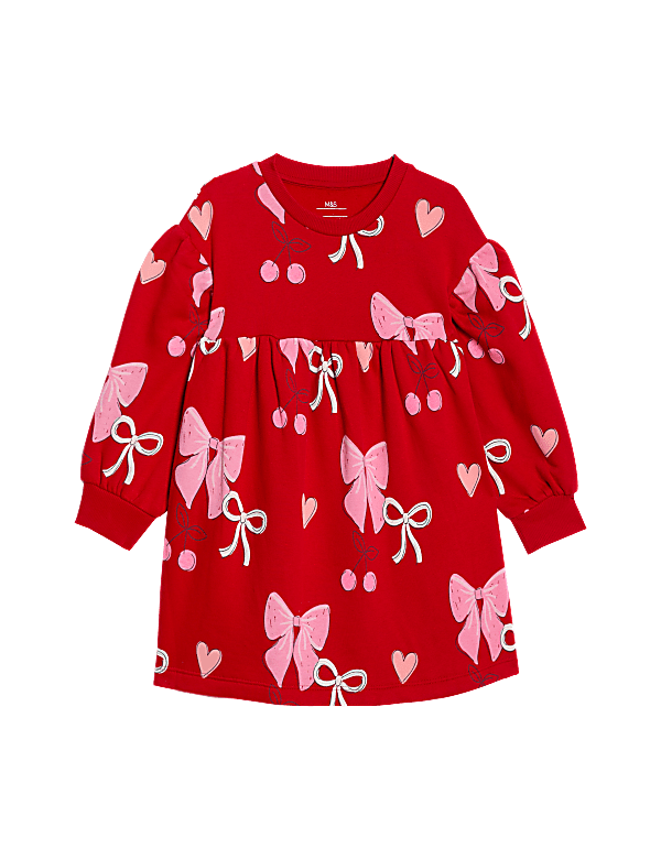 Cotton Rich Bow Print Dress (1-8 Yrs)