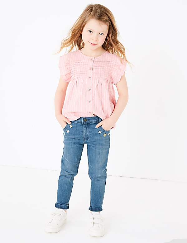 Denim Floral Embroidered Jeans (2-7 Yrs)