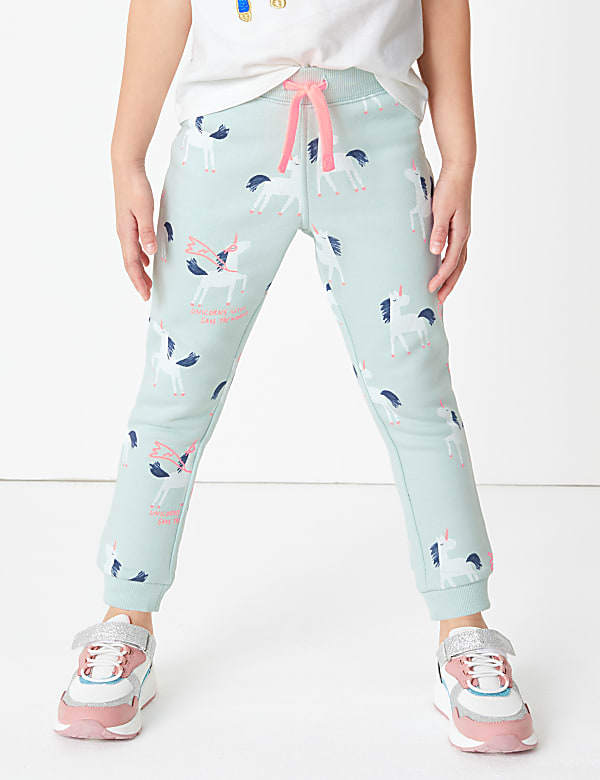 Cotton Unicorn Print Joggers (2-7 Yrs)