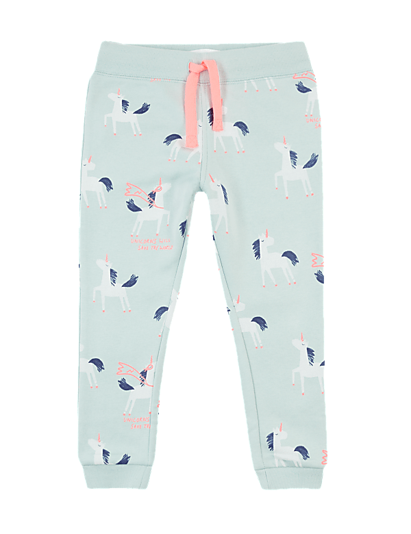 Cotton Unicorn Print Joggers (2-7 Yrs)