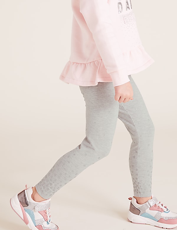 Cotton Glitter Star Print Leggings (2-7 Yrs)