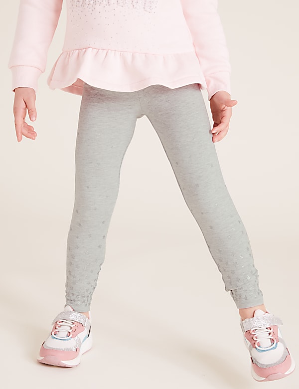 Cotton Glitter Star Print Leggings (2-7 Yrs)