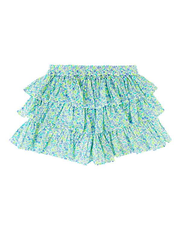 Pure Cotton Floral Ruffled Skort (2-7 Yrs)