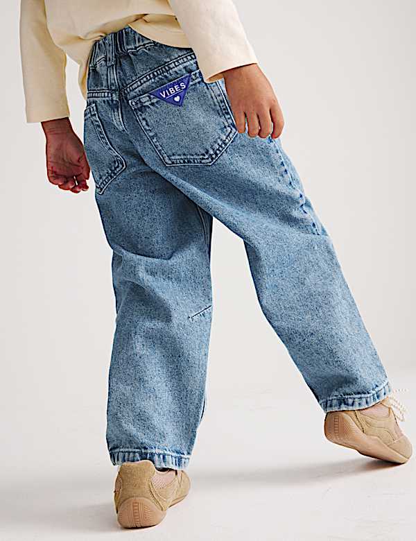 Denim Badge Barrel Leg Jeans (2-8 Yrs) - NL