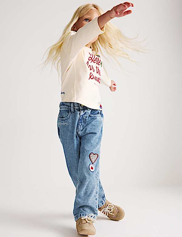 Denim Badge Barrel Leg Jeans (2-8 Yrs) - NL