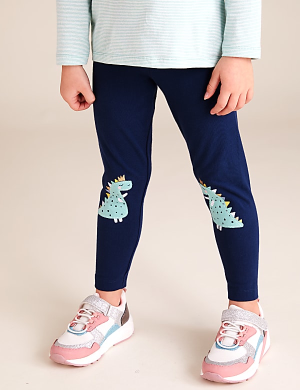 3pk Cotton Dinosaur Leggings (2-7 Yrs)