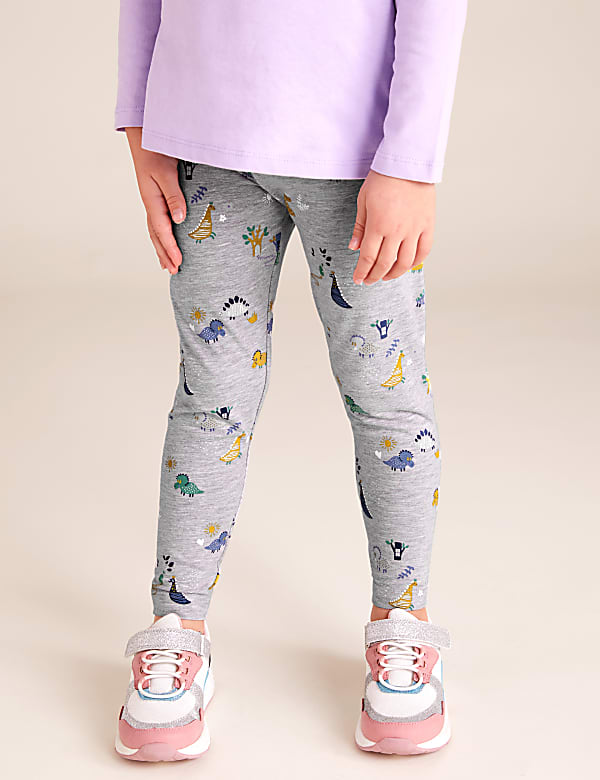 3pk Cotton Dinosaur Leggings (2-7 Yrs)