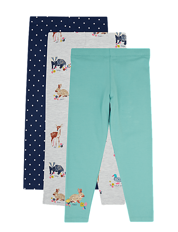 3pk Cotton Rich Animal Leggings (2-7 Yrs)