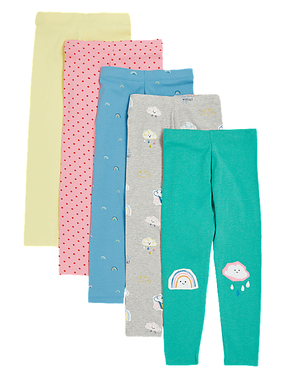 5pk Cotton Rich Multi Print Leggings (2-7 Yrs)