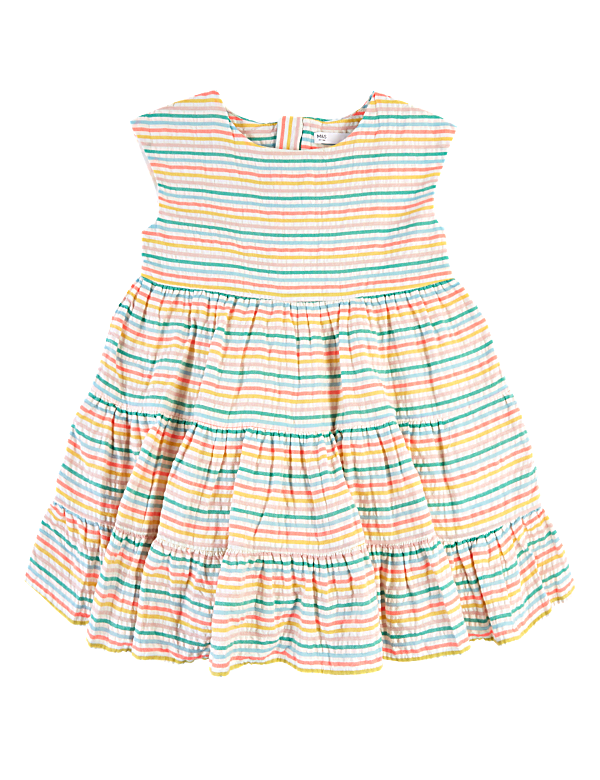 Cotton Seersucker Striped Dress (2-7 Yrs)