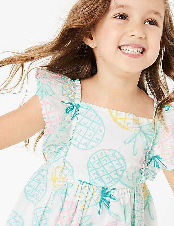 Cotton Pineapple Print Dress (2-7 Yrs)
