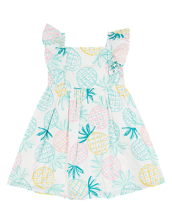 Cotton Pineapple Print Dress (2-7 Yrs)
