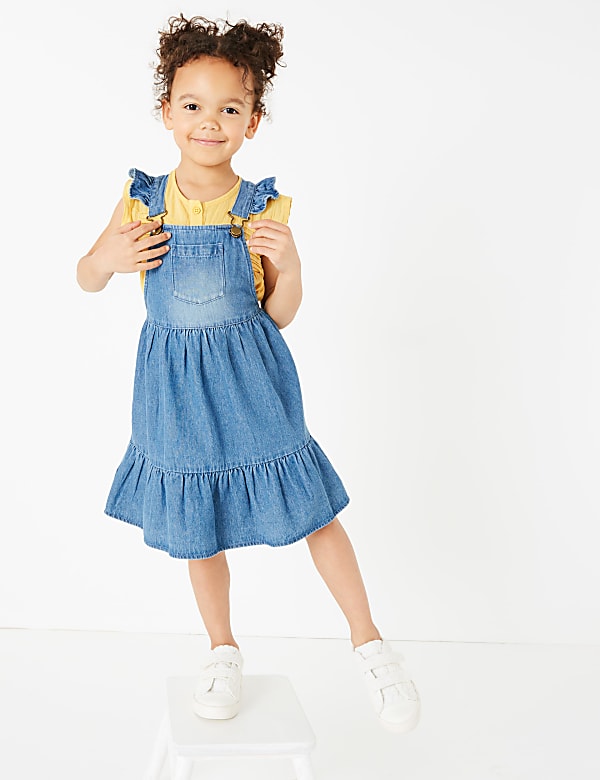 Pure Cotton Denim Pinafore Dress (2-7 Yrs)